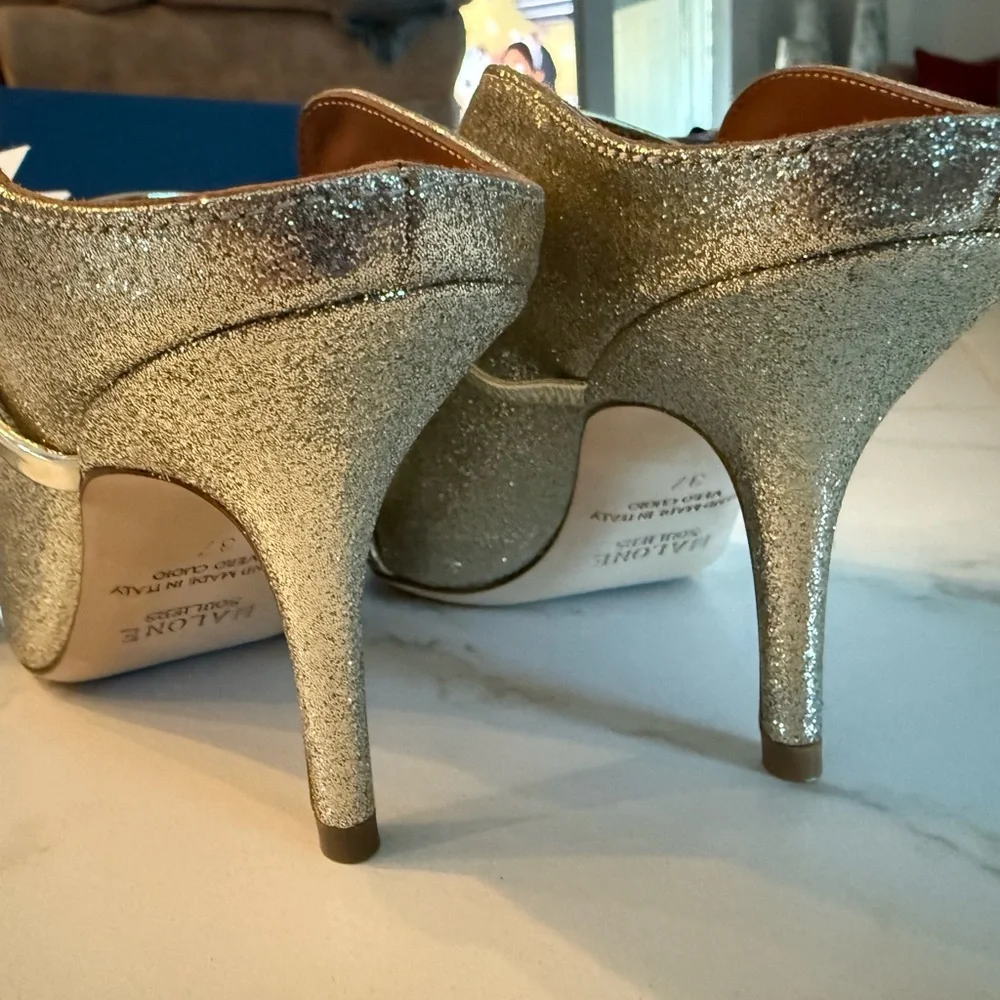 NIB Malone Souliers Glitter and Mirror Leather Shoes - Picture 6 of 10